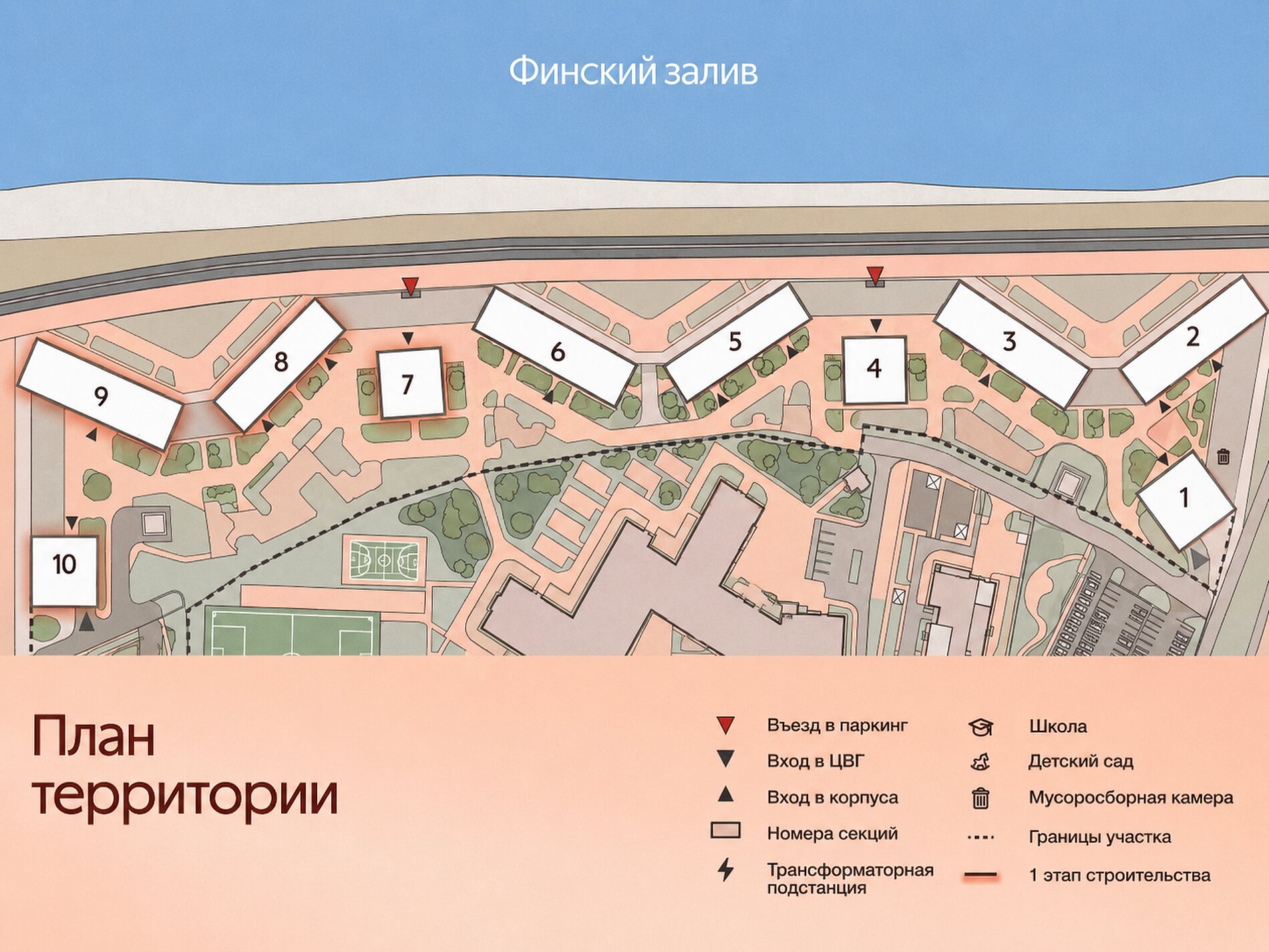 план территории жилого комплекса у Финского залива